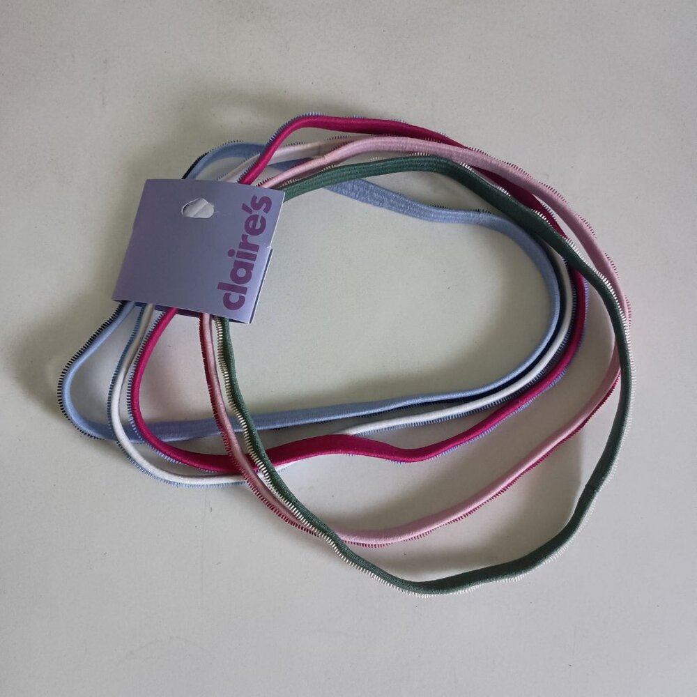 NWT 5 pack Claire’s stretchy elastic headbands with grips